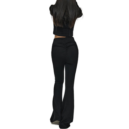 NotaWear Zipper Elastic Flare Pants Black