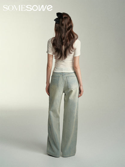 SomeSowe Vintage Distressed Straight Leg Jeans