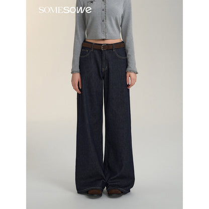 SomeSowe Draped Wide-Leg Jeans Dark Blue