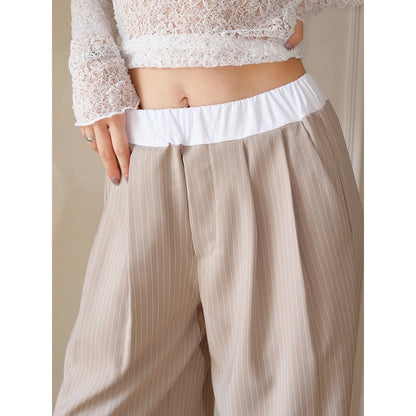 MeliMosa Patchwork Waist Striped Pants Pink