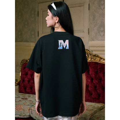 MEDM Transparent Baseball Girl Printed Tee Black