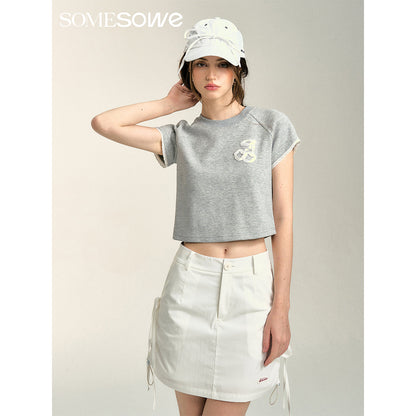 SomeSowe Bow Drawstring Cargo Skirt White