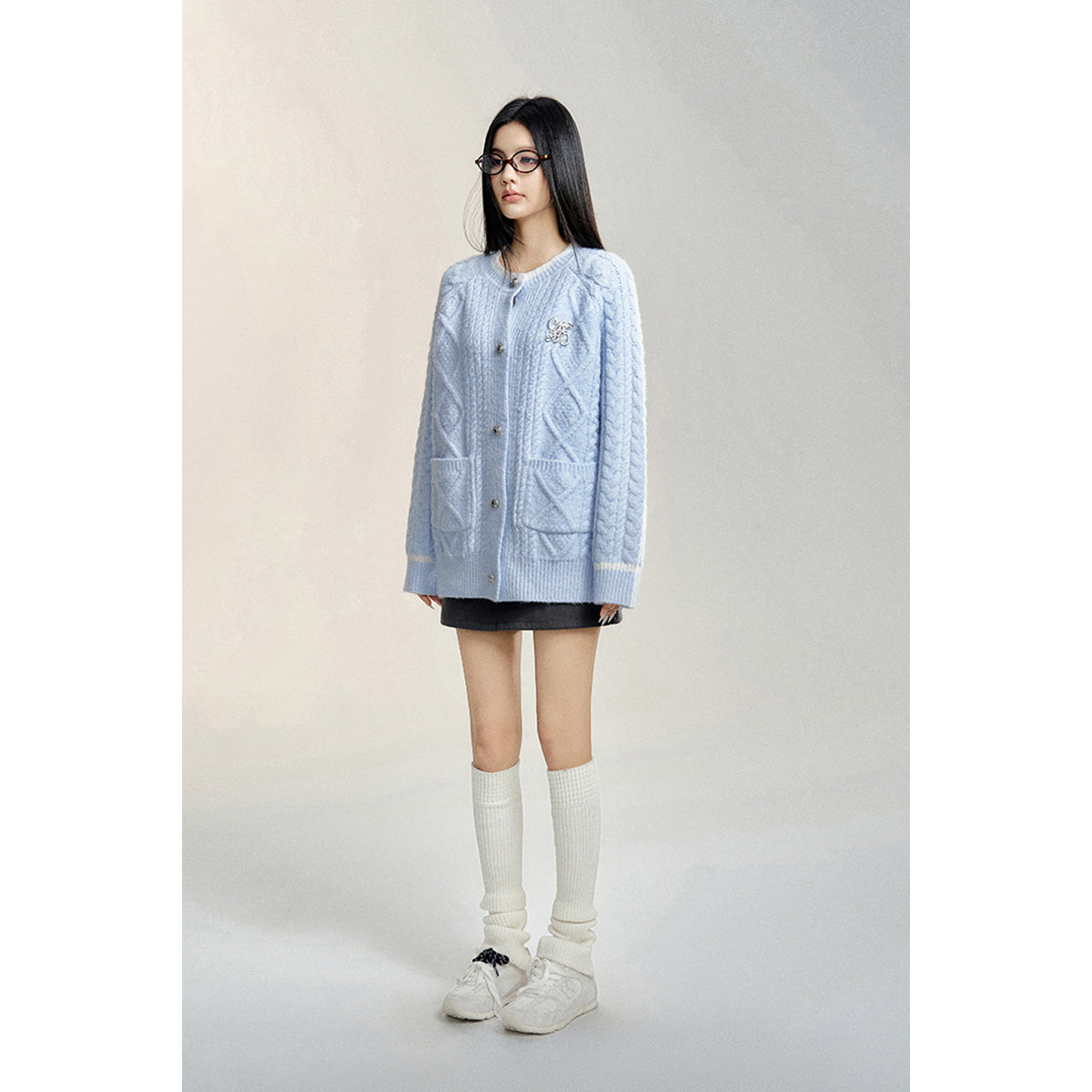 MacyMccoy Twist Silhouette Knit Cardigan Blue