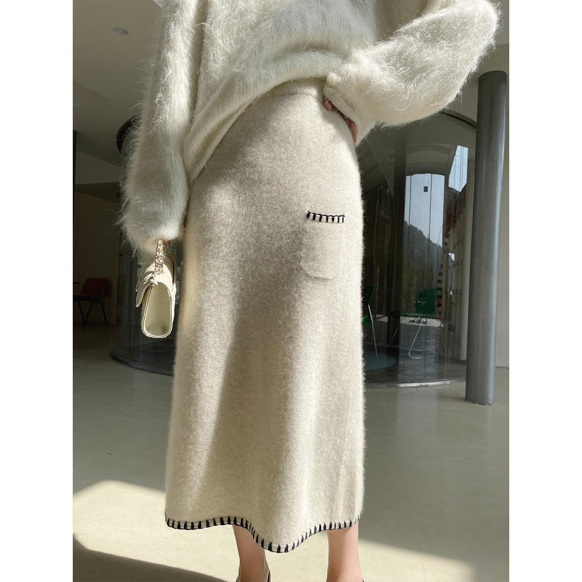 Rumia Nesci Knitted Skirt White