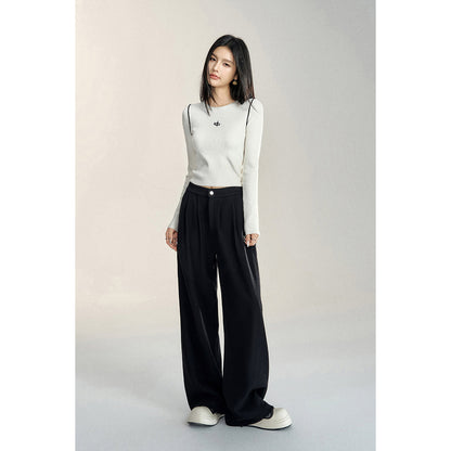 MacyMccoy Chenille Draped Wide-Leg Pants Black