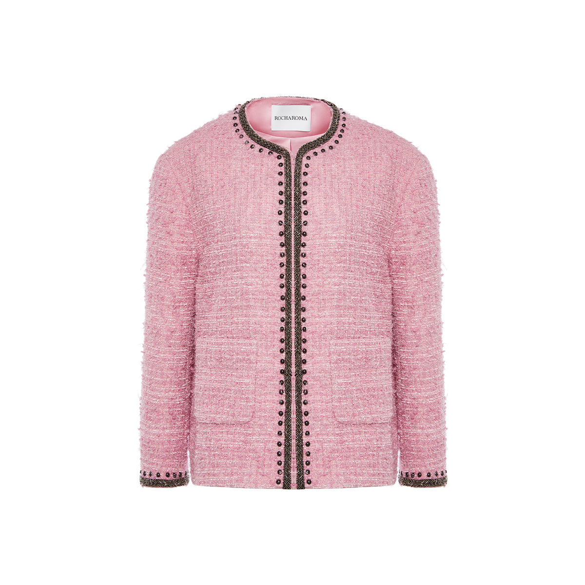 Rocha Roma Color Blocked Tweed Jacket Pink