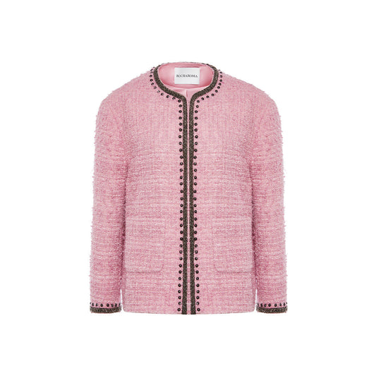 Rocha Roma Color Blocked Tweed Jacket Pink