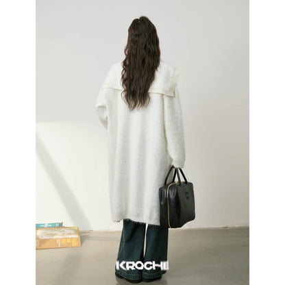 Kroche Faux Mink Oversized Lapel Coat White