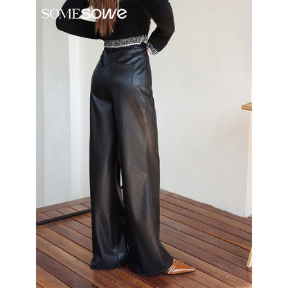 SomeSowe 3D Cutting Flare Leather Pants