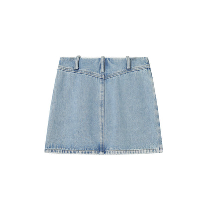 SomeSowe Logo Embroidery Washed Skirt Blue