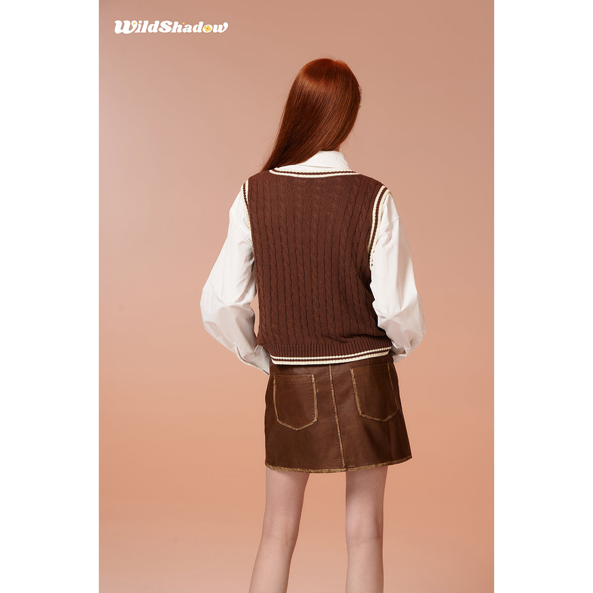 Wildshadow Color Blocked Twisted Knit Vest Brown