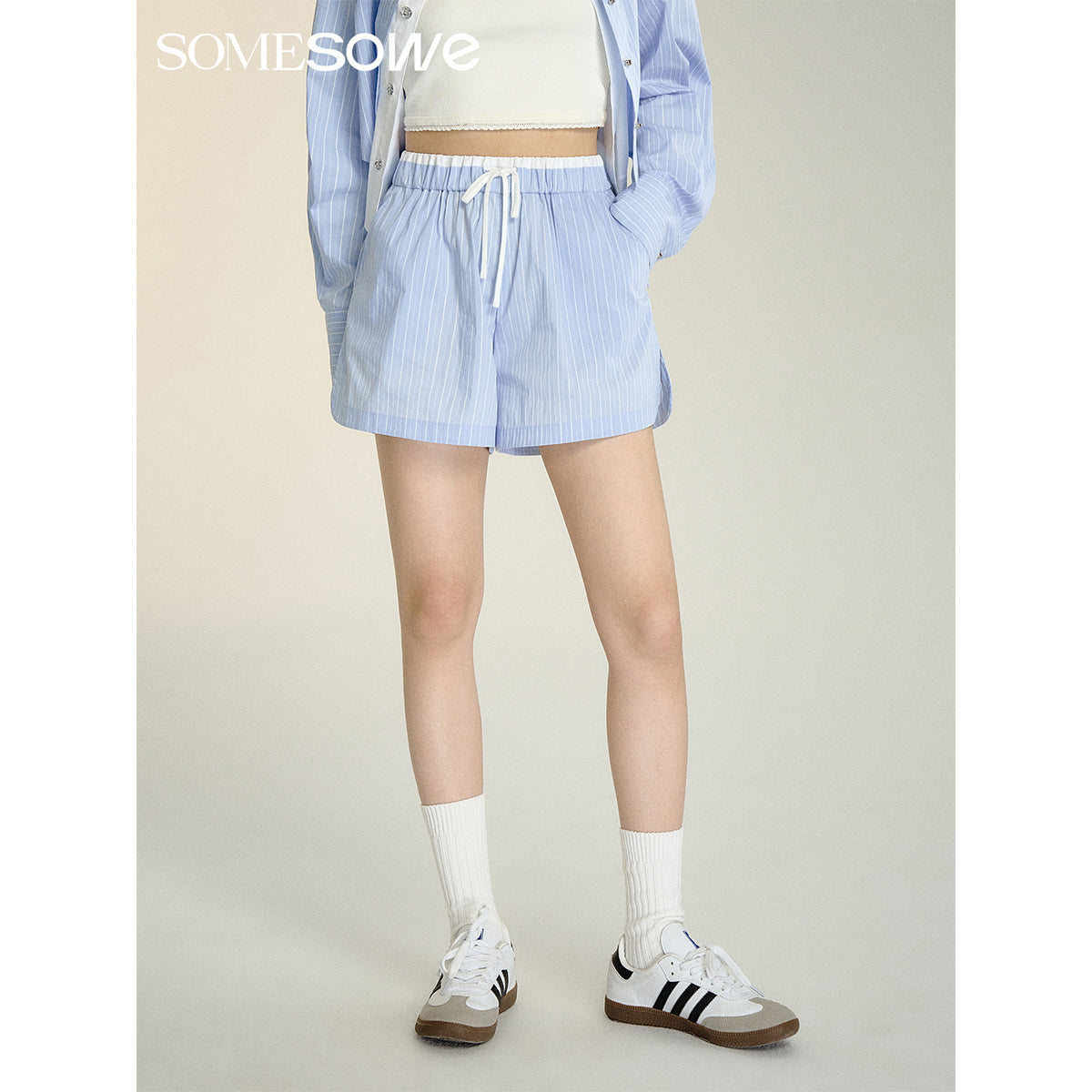 SomeSowe Folded Silhouette Striped Shorts