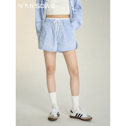 SomeSowe Folded Silhouette Striped Shorts