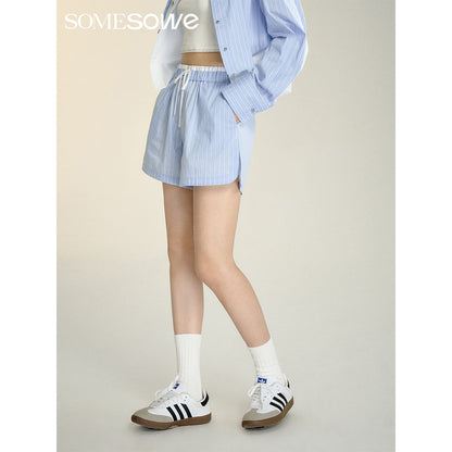 SomeSowe Folded Silhouette Striped Shorts