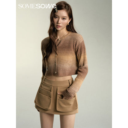 SomeSowe Island SunSet Gradient Knit Cardigan Khaki