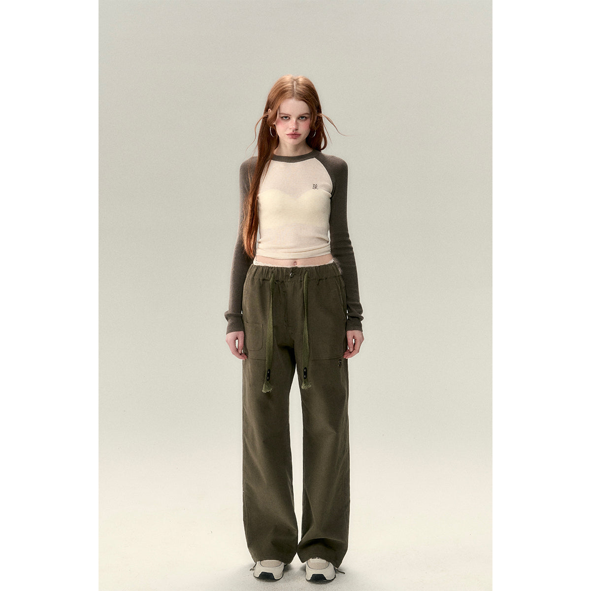 Via Pitti Embroidery Logo Knit Top Beige