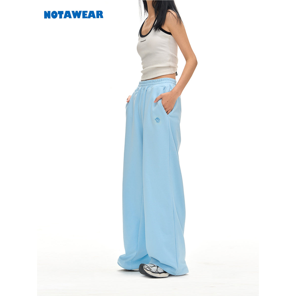 NotAwear Logo Embroidery Sweat Pants Blue