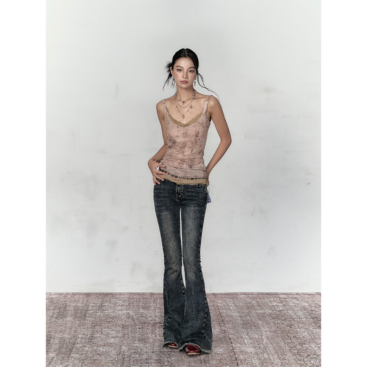 Via Pitti Lace Patchwork Slip Vest