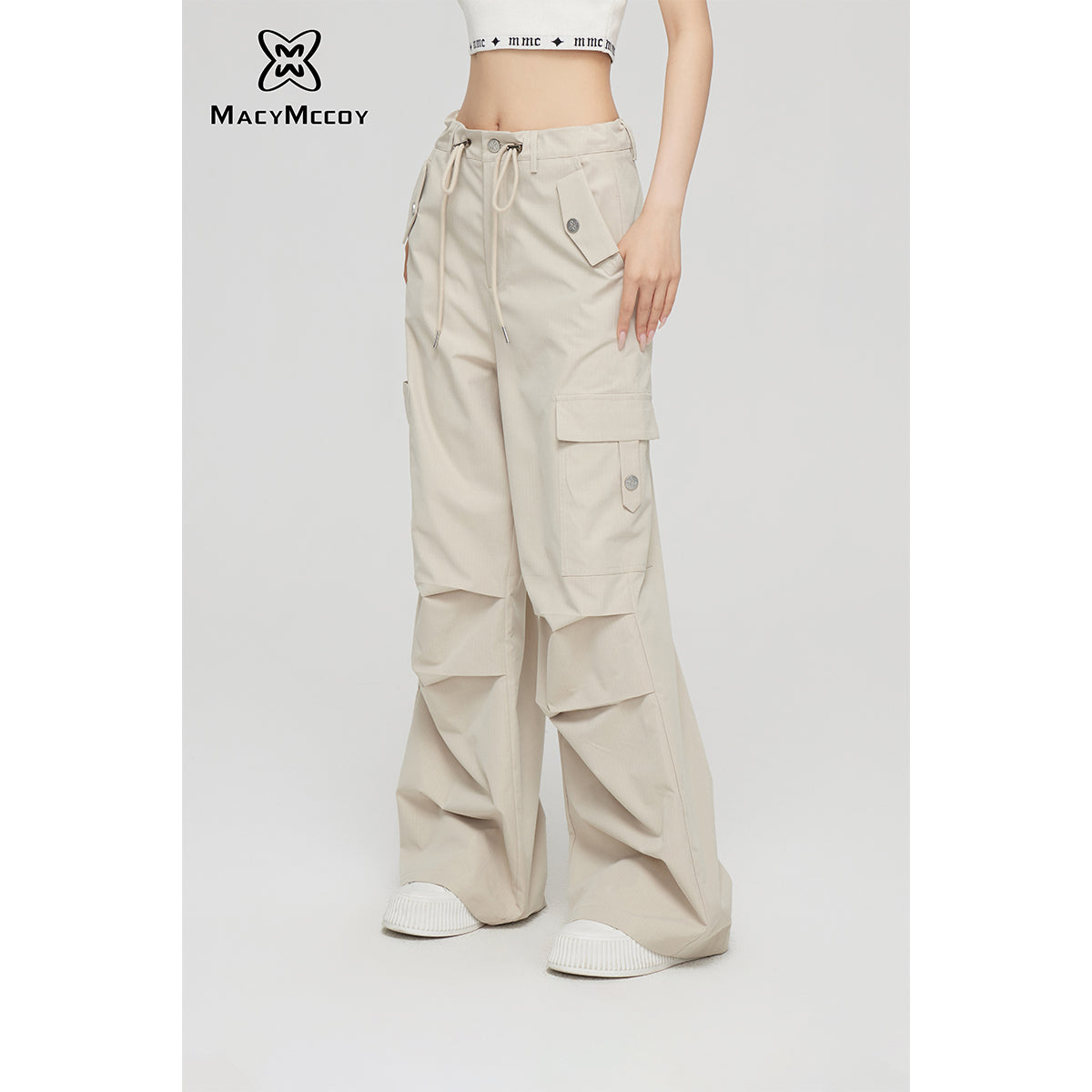 MacyMccoy Multi-Pockets Wide-Leg Cargo Pants