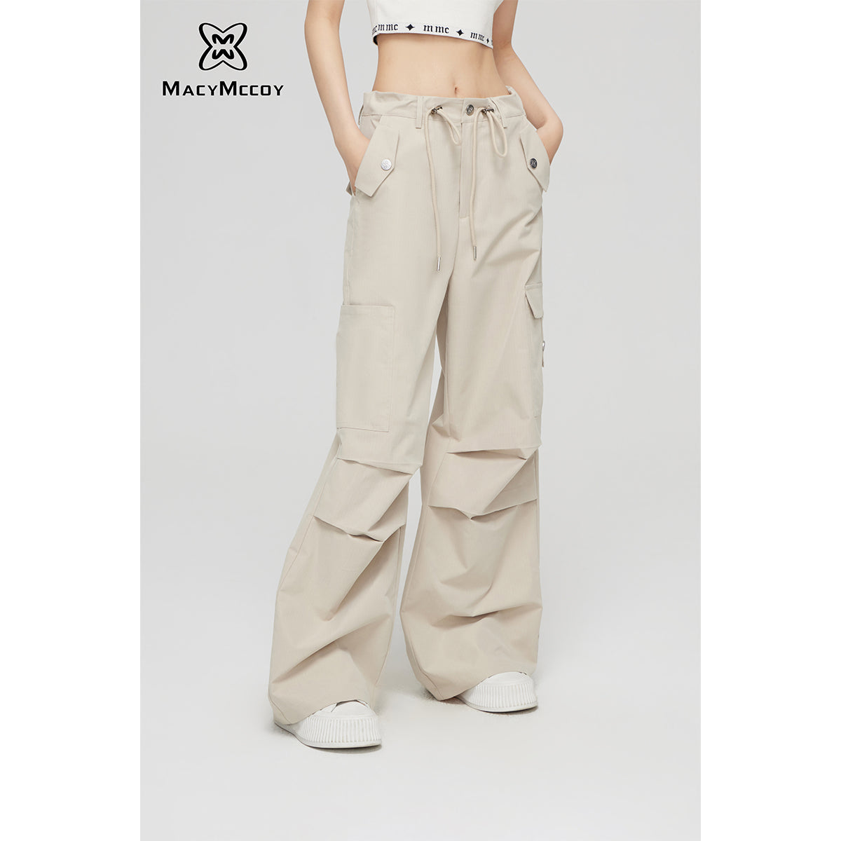 MacyMccoy Multi-Pockets Wide-Leg Cargo Pants