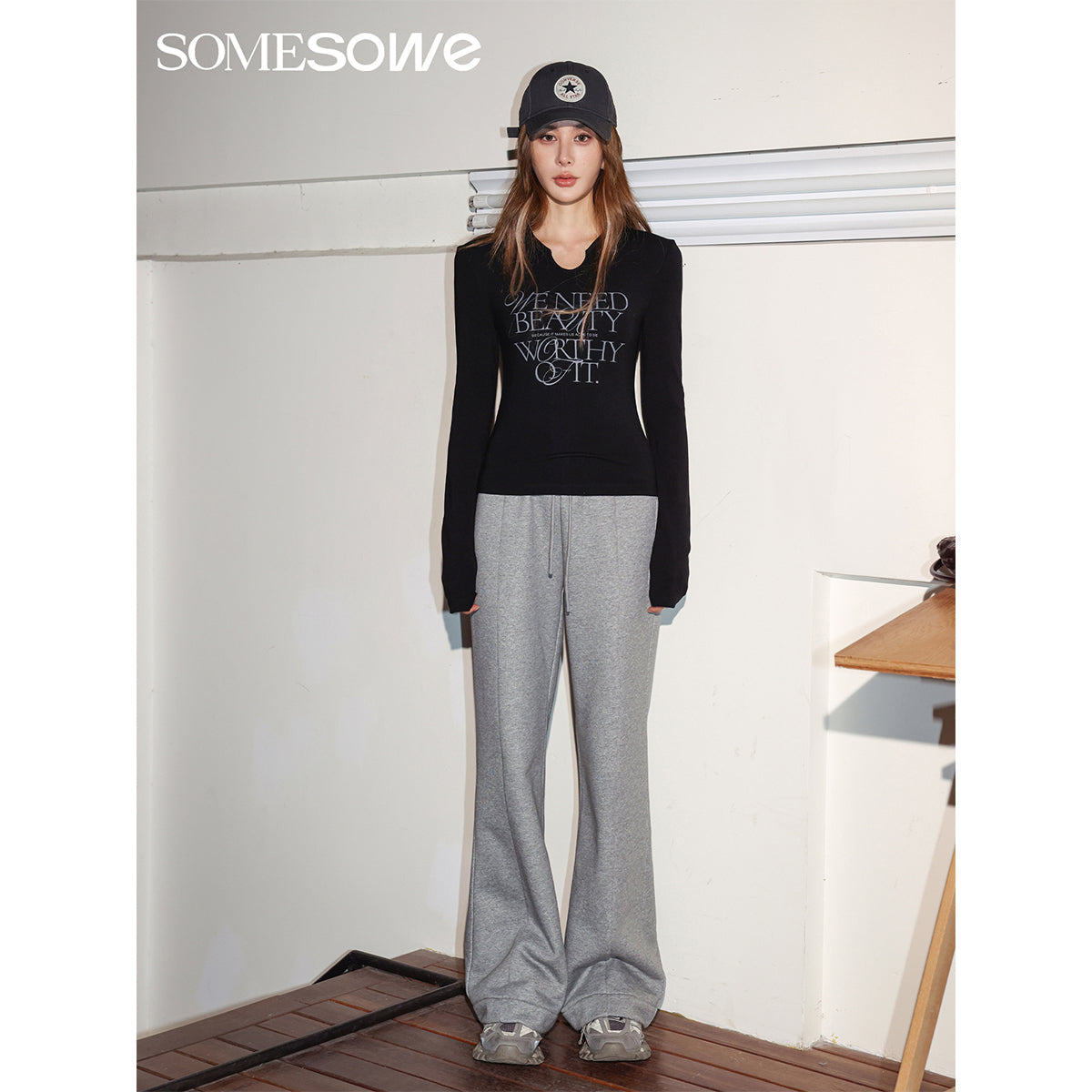 SomeSowe Cutting Casual Sweatpants Grey