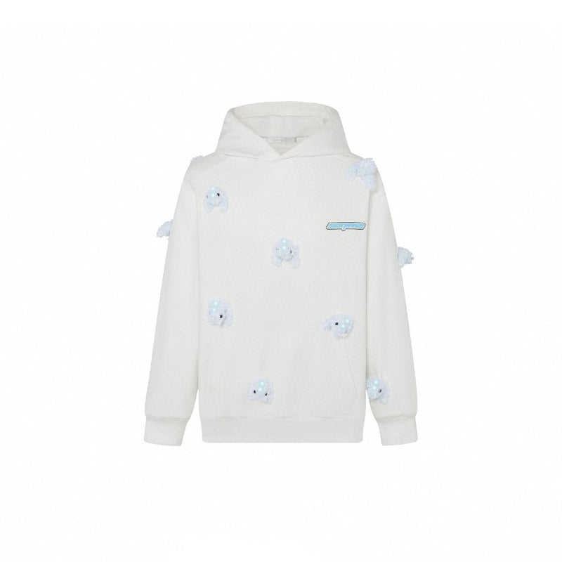 13 De Marzo Luminous Plush Rabbit Hoodie White