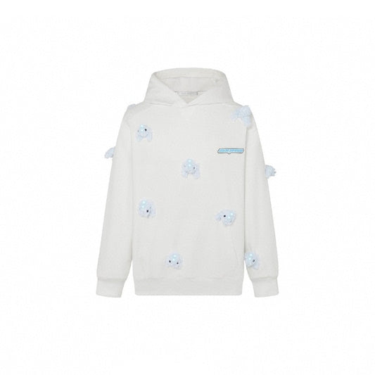 13 De Marzo Luminous Plush Rabbit Hoodie White