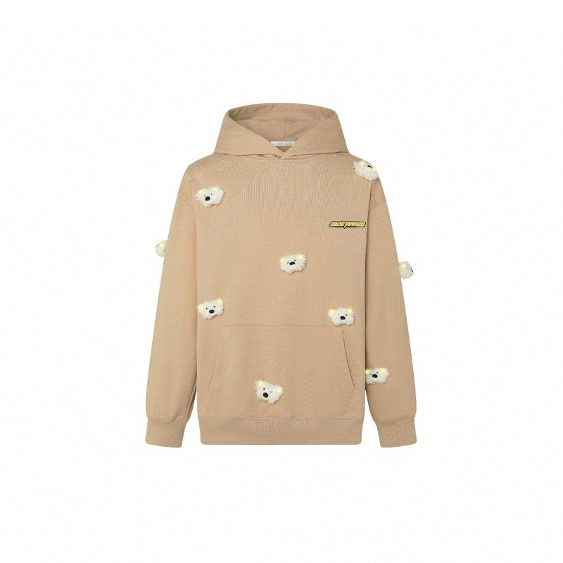 13 De Marzo Luminous Plush Bear Hoodie Khaki