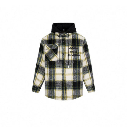 13De Marzo Plush Bear Plaid Woolen Shirt Jacket