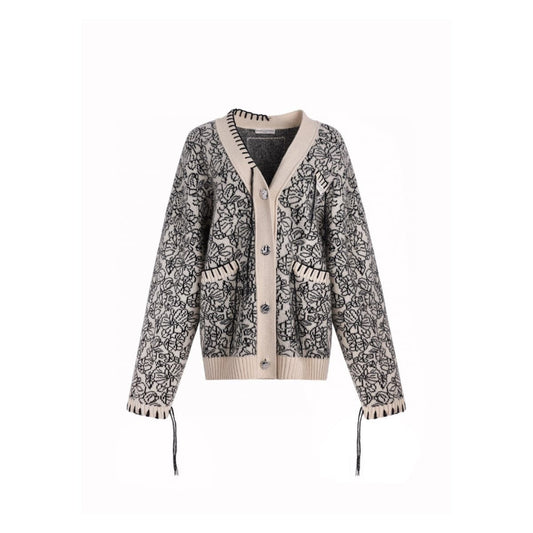 Diana Vevina Drawstring Totem Cardigan Khaki