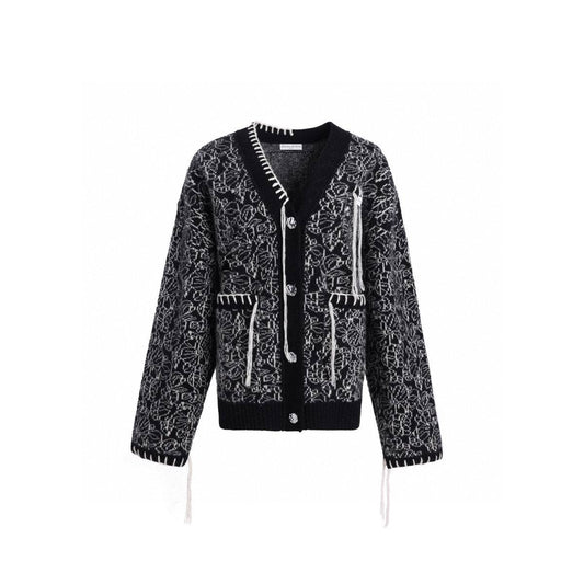 Diana Vevina Drawstring Totem Cardigan Black