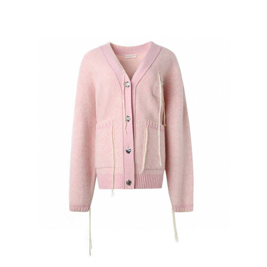 Diana Vevina Drawstring Totem Cardigan Pink