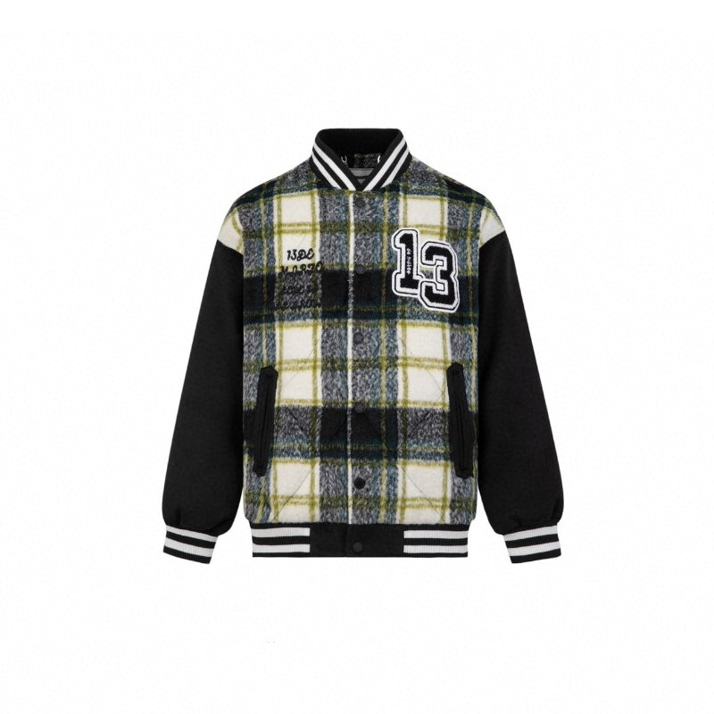 13De Marzo Bear Plaid Scuffing Jacket Black