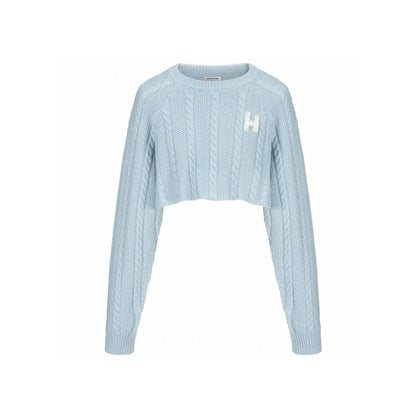 Herlian Embroidery Logo Short Knit Jumper Blue