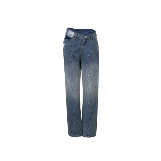 Ann Andelman Irregular Rhinestone Patch Denim Pants