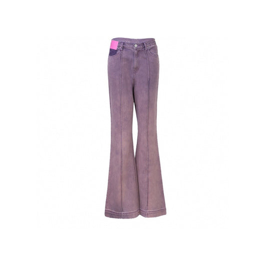 Ann Andelman Pink Patch Bootcut Denim Pants Purple