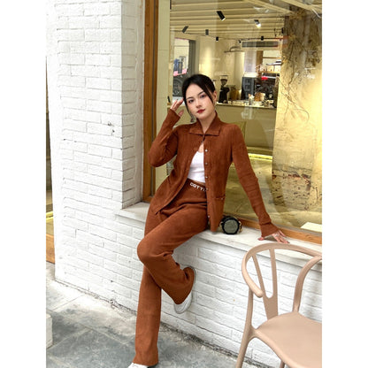 Cottia Jacquard Logo Knit Pants Brown