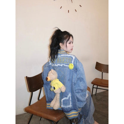 13 De Marzo X Smiley Broken Pin Denim Jacket Blue