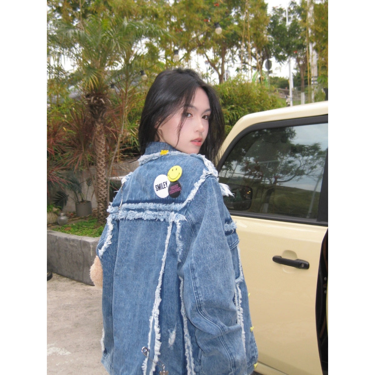 13 De Marzo X Smiley Broken Suture Denim Jacket Blue