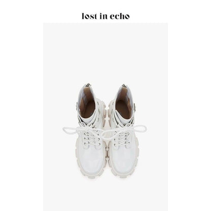 Lost In Echo Belt Platform Boots White