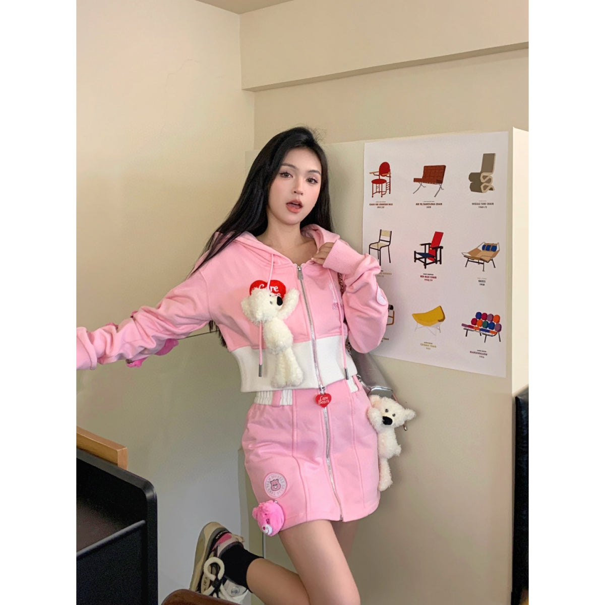 13De Marzo X Care Bears Zip Up Skirt Pink