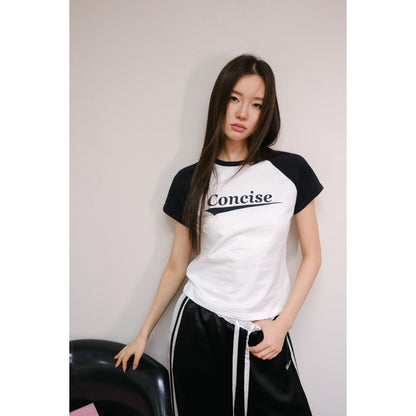 Concise White Printed Logo Slim Raglan Tee White