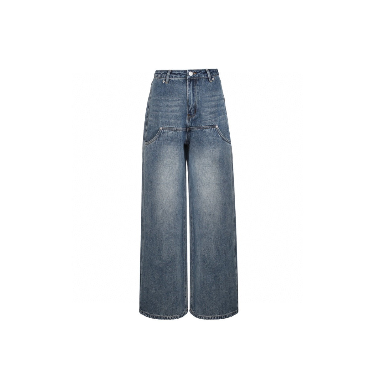 Ann Andelman Wide-Leg Denim Pants Washed Blue