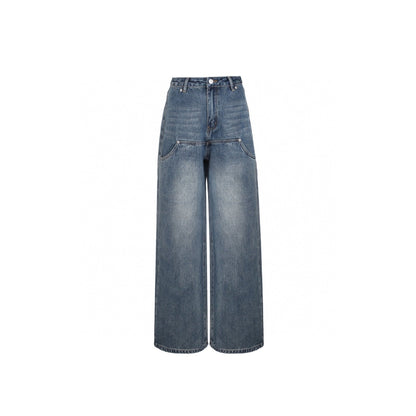 Ann Andelman Wide-Leg Denim Pants Washed Blue