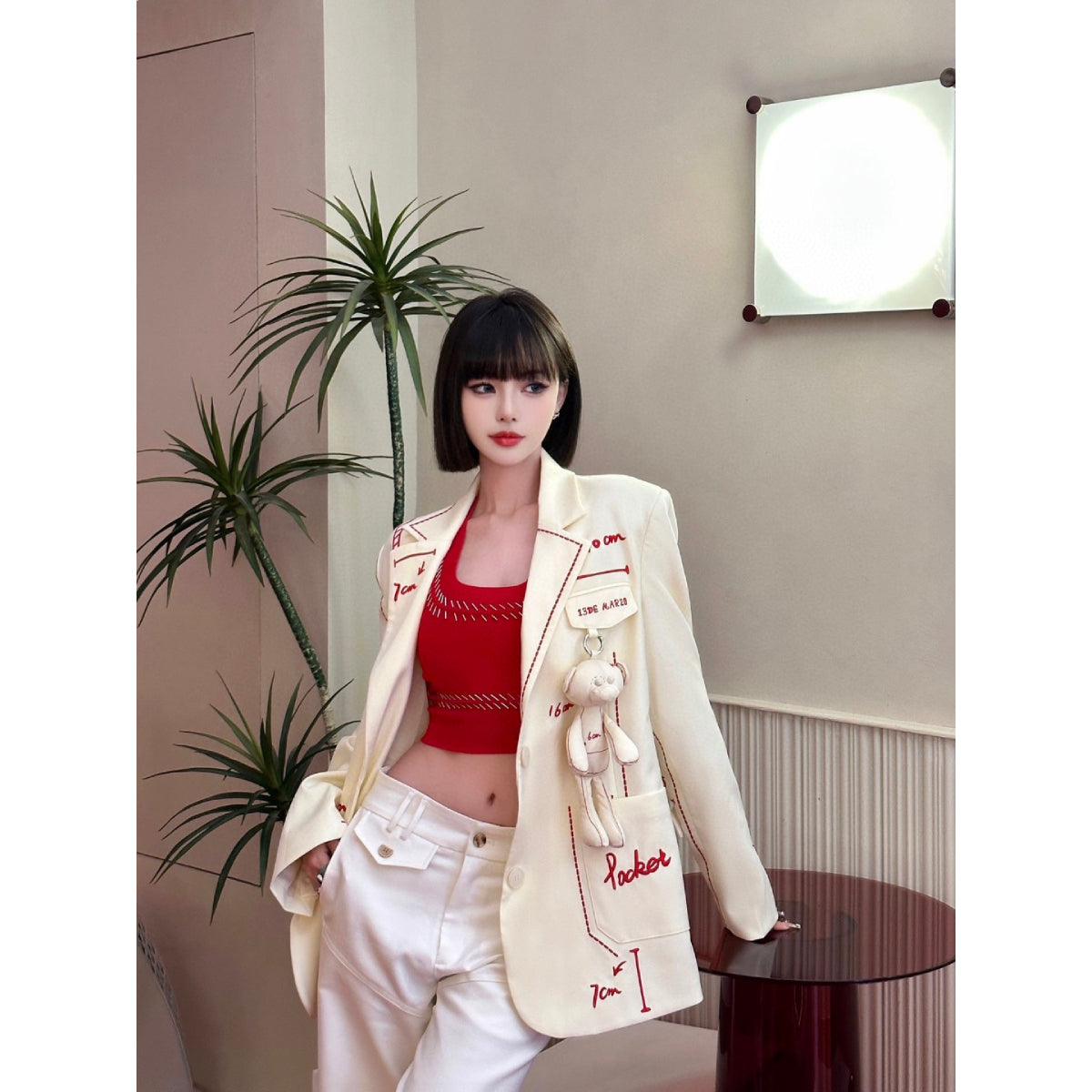 13De Marzo Sketch Line Suit Jacket White