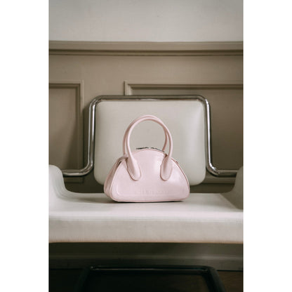 Lost In Echo Embossed Logo Leather Bowling Bag Pink