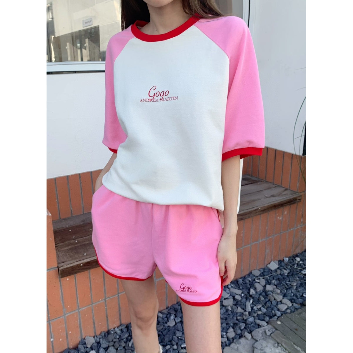 Andrea Martin Raglan Cola Logo Tee Pink