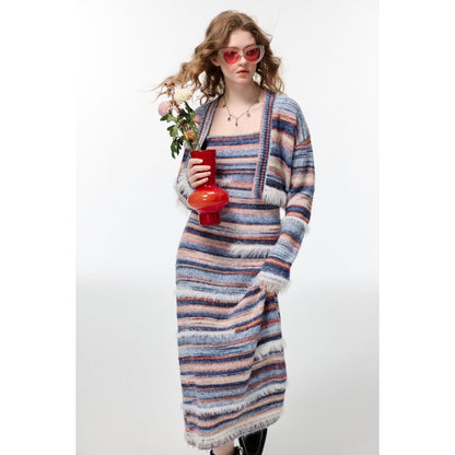 Alexia Sandra Striped Mohair Long Dress