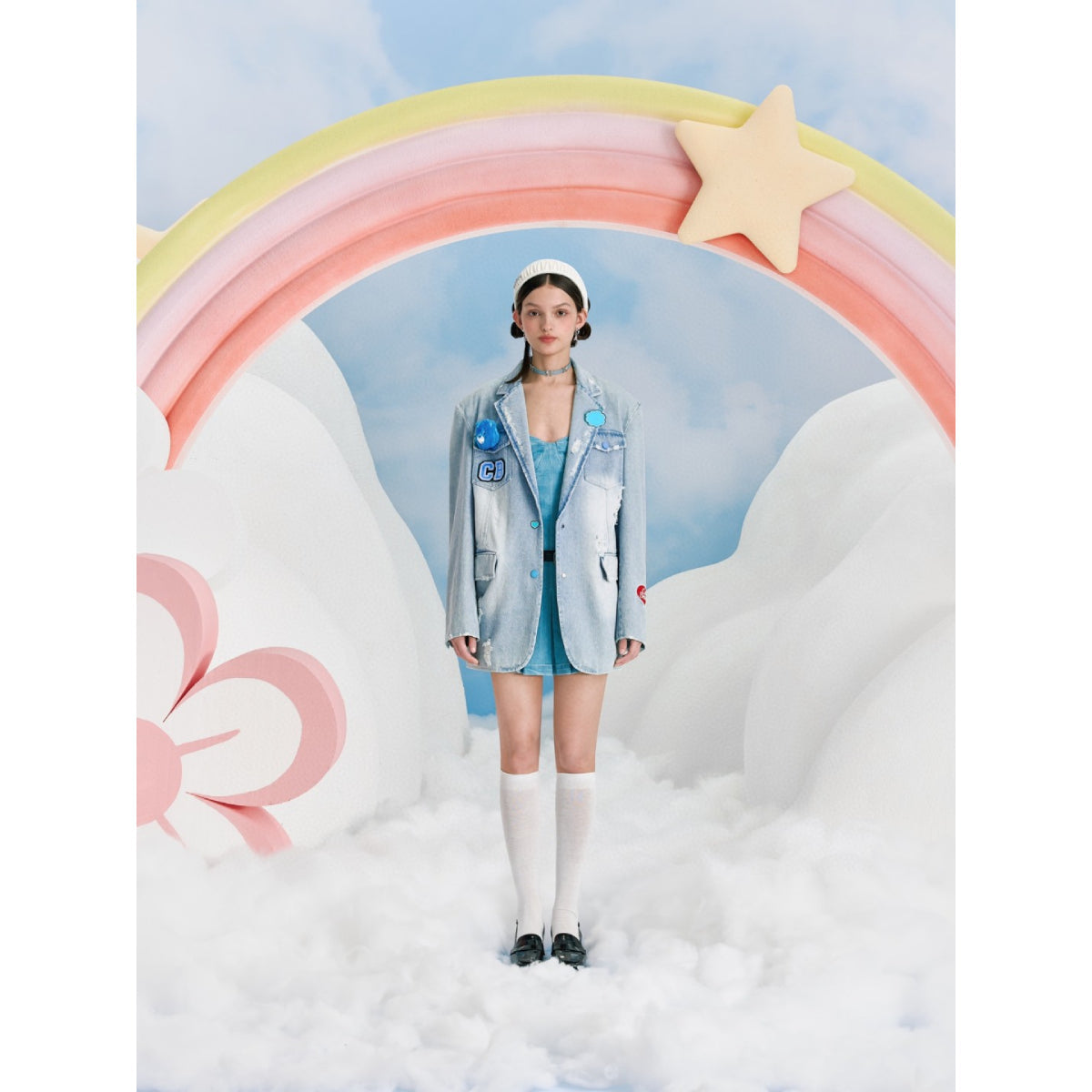 13De Marzo X Care Bears Broken Washed Denim Suit Jacket