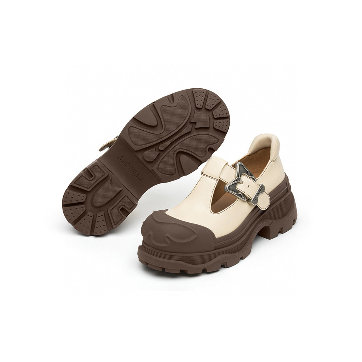 SugarSu Butterfly Buckle Rubber Sole Mary Jane Brown